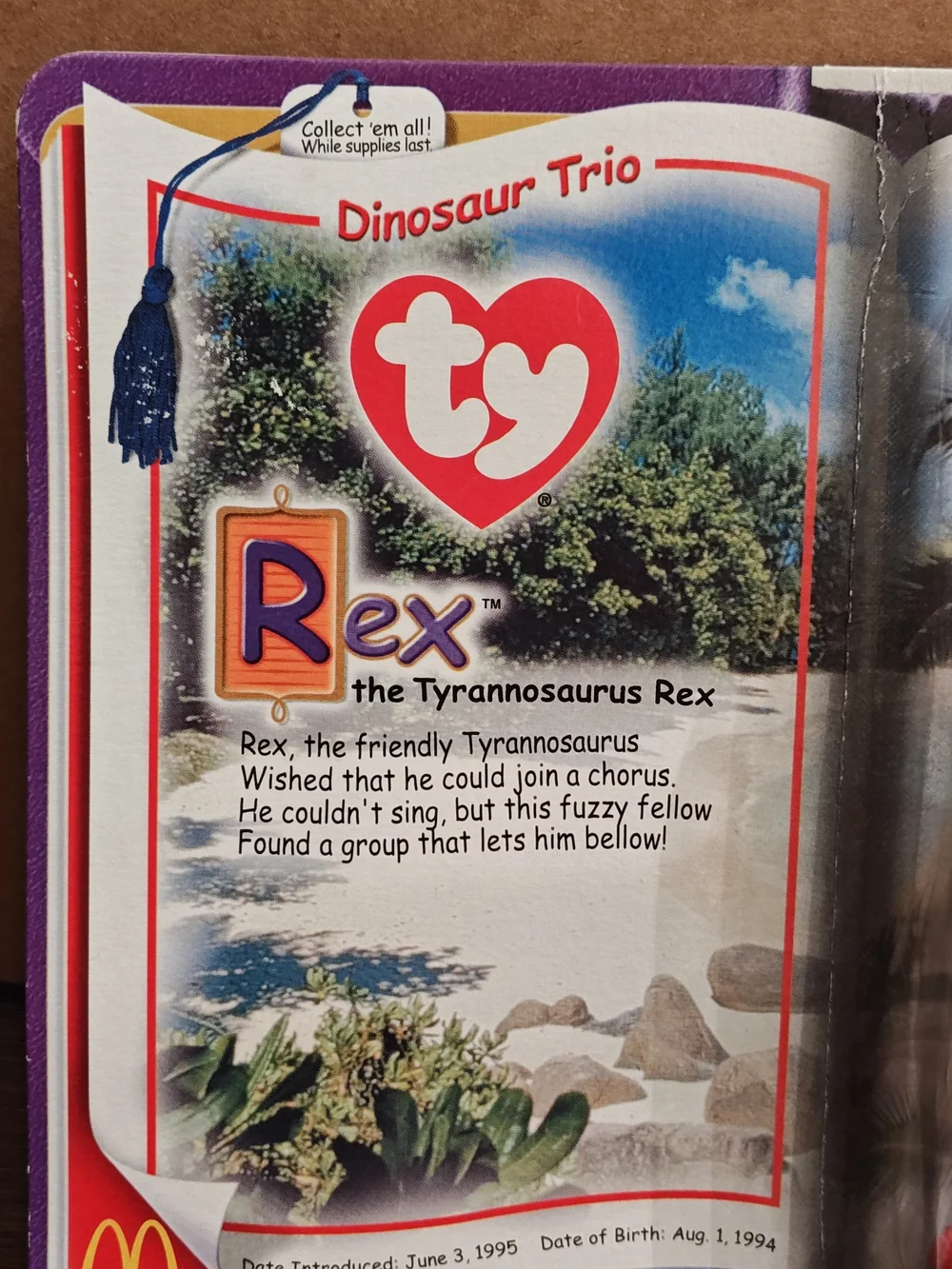 McDonald's 2000 Ty Teenie Beanie Babies Dinosaur